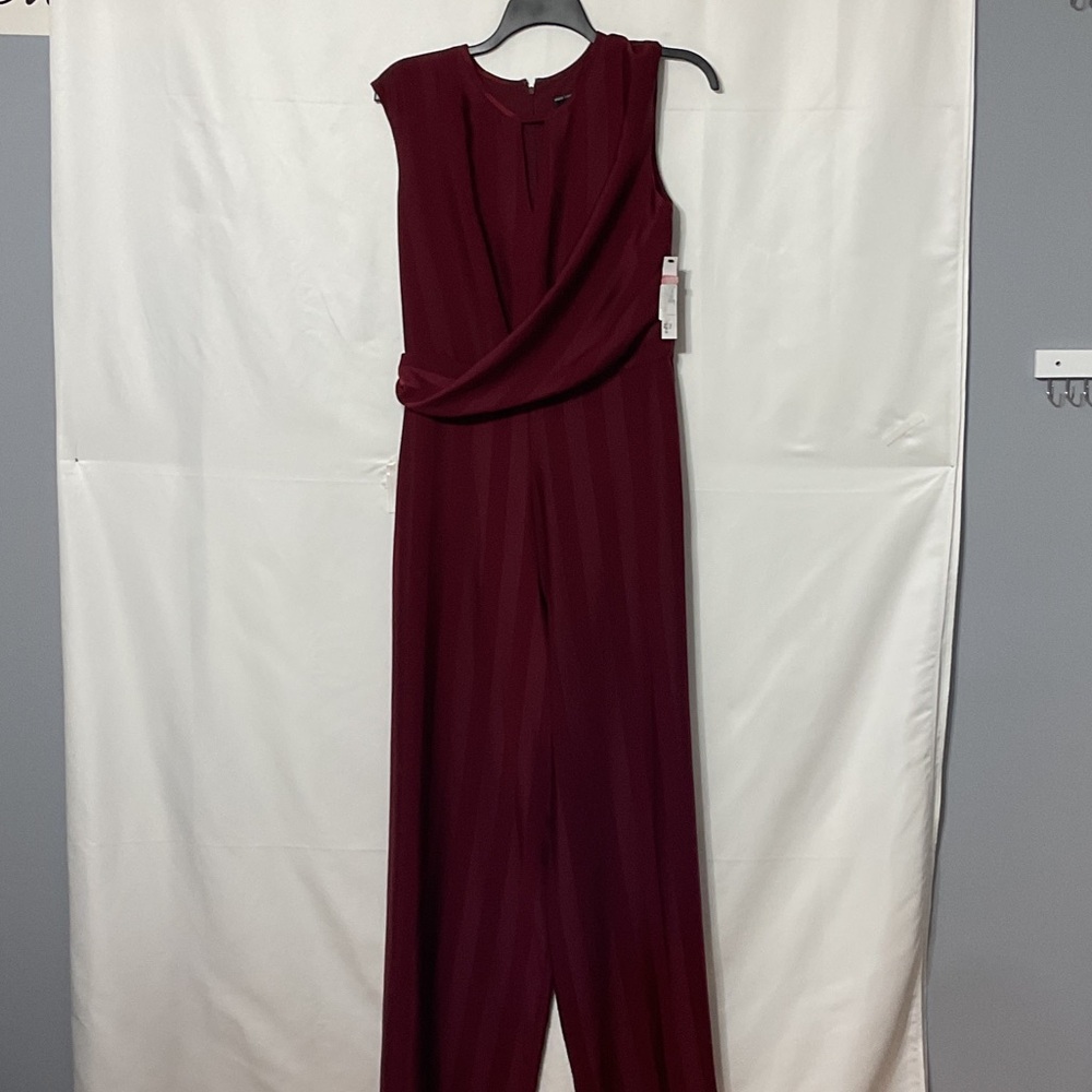 Maggy London Burgundy Draped Jumpsuit